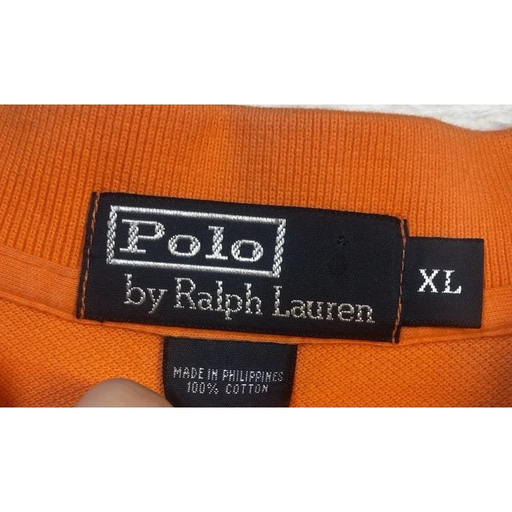Polo Ralph Lauren Men's XL Orange Short Sleeve‎ Button Collared Shirt Vintage
